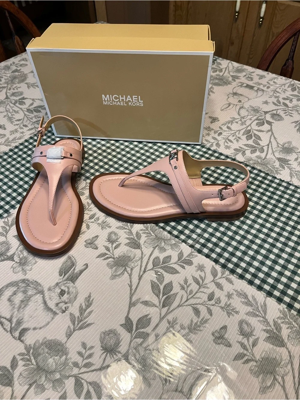 Michael Kors Pink Logo Thong Sandals